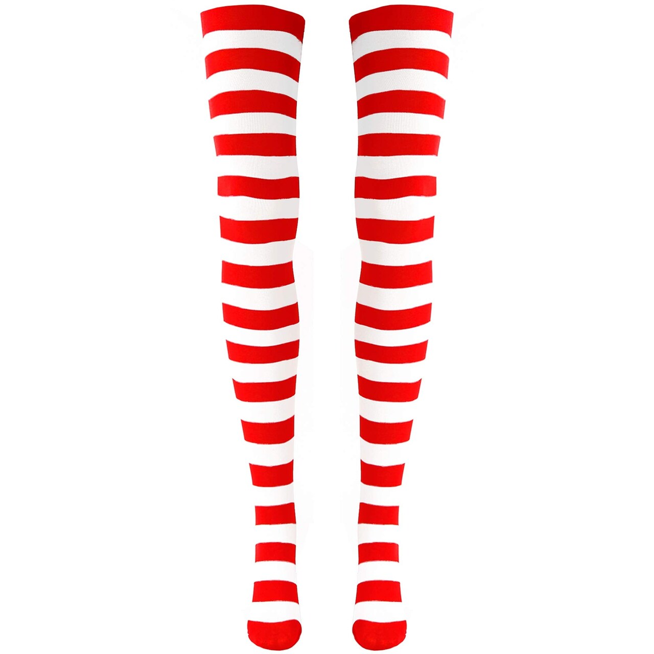 Red and White Socks - Over The Knee Striped Costume Accessories Red and White Stockings for Men, Women and Kids